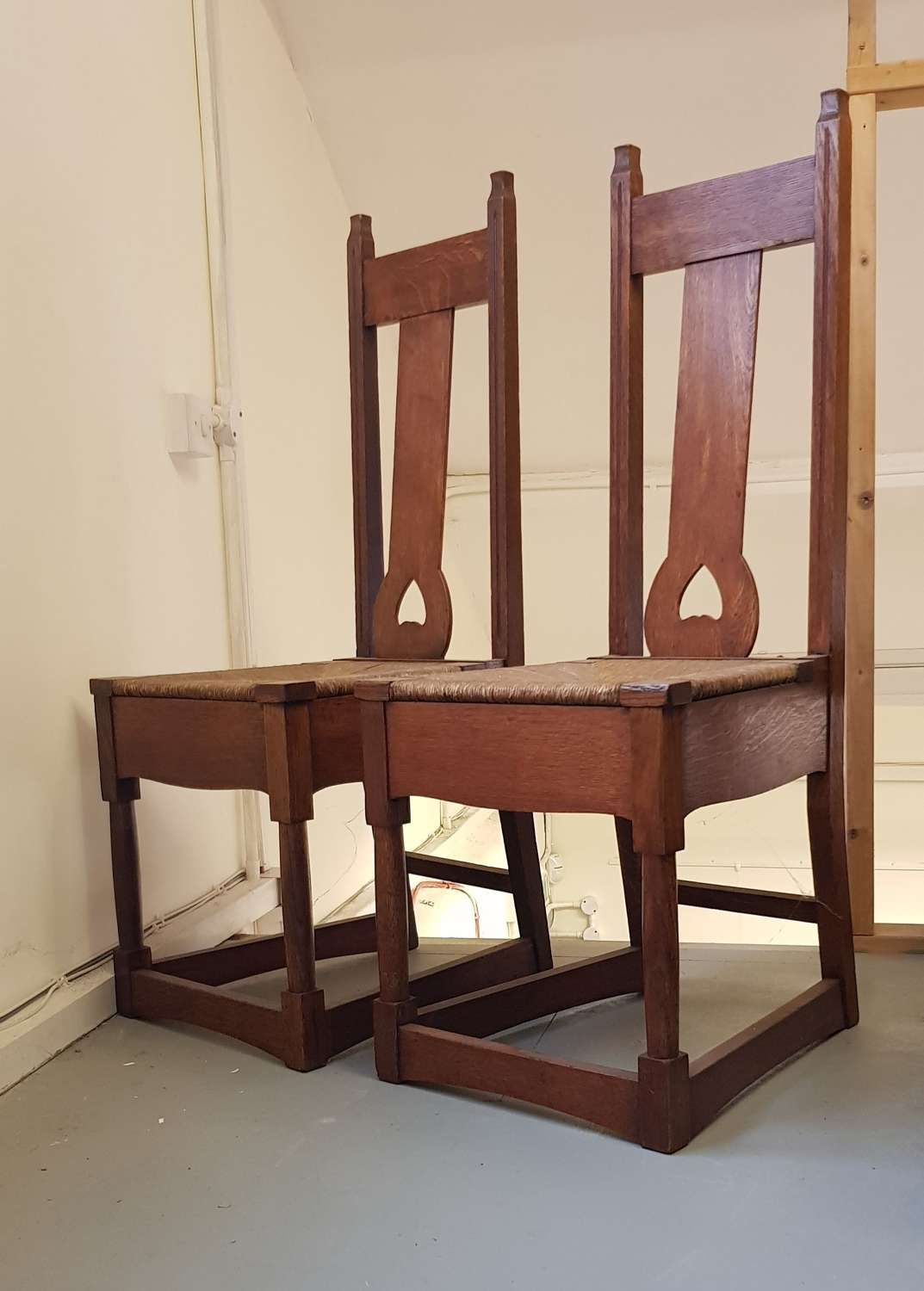 Pair of Wylie & Lochhead Arts & Crafts occasional chairs