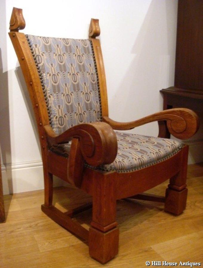 Unusual Art Nouveau low armchair