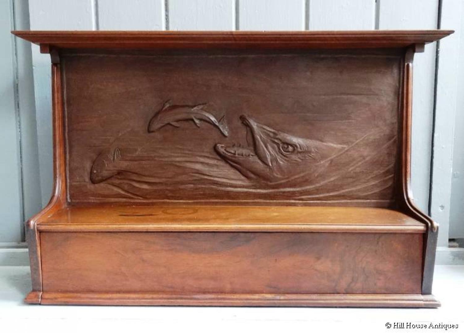 Art Nouveau small carved fish cabinet