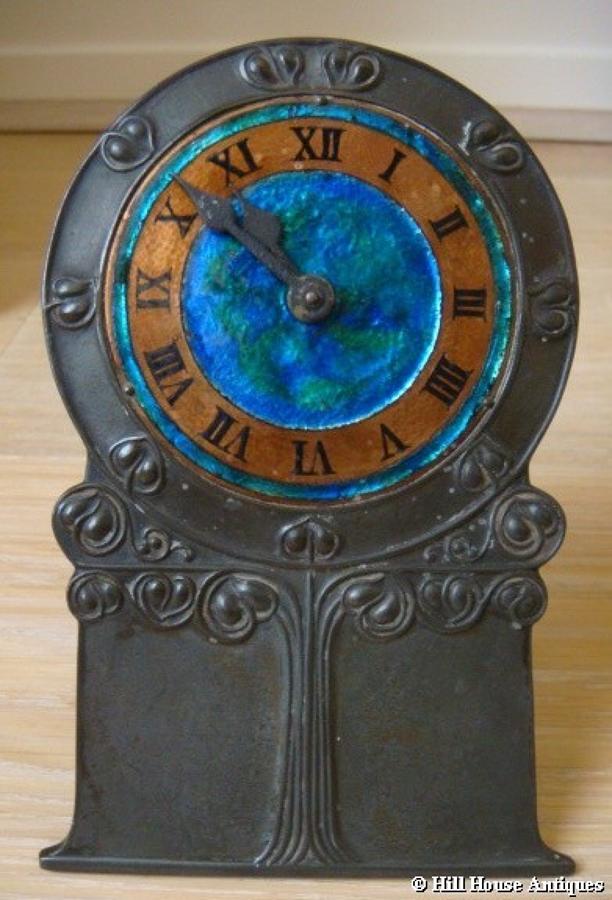 Liberty & Co pewter enamel clock