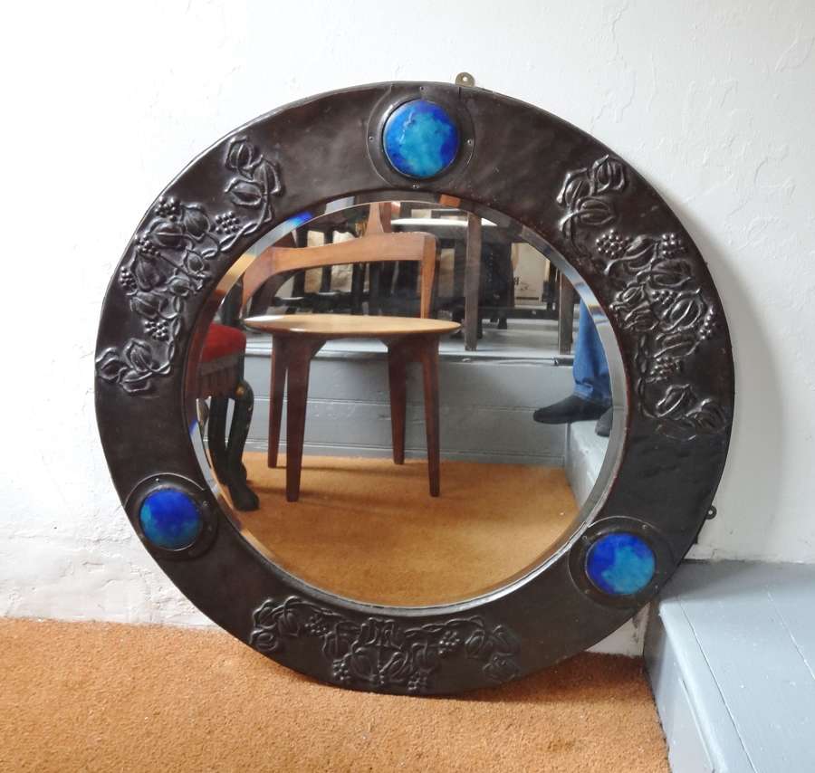 Arts & Crafts large copper Ruskin mirror