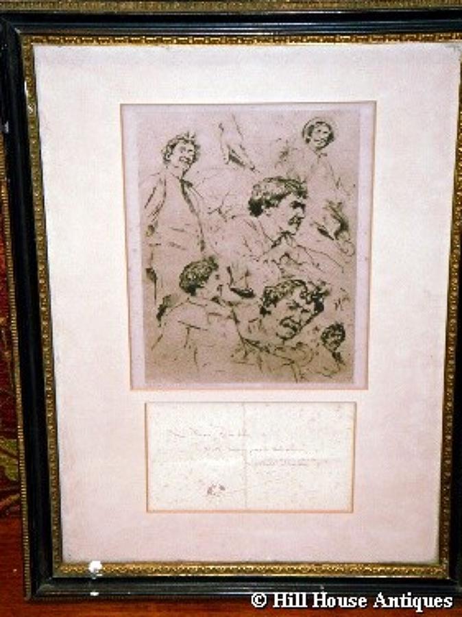 JA McNeil Whistler print autograph note