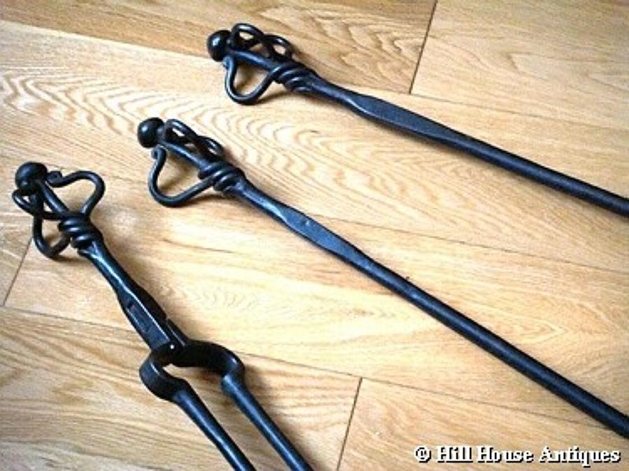 Late 19thC large fire irons