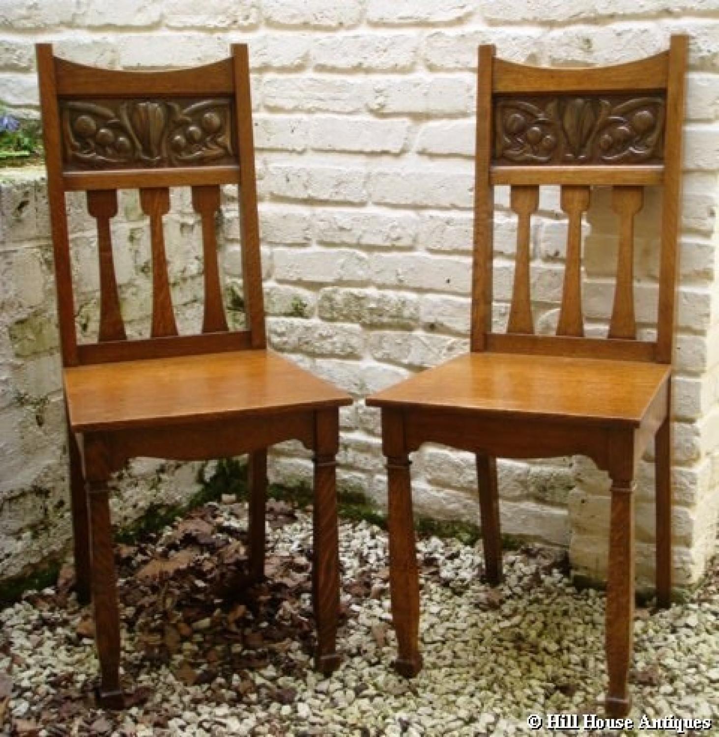 Shapland & Petter oak & copper hall chairs