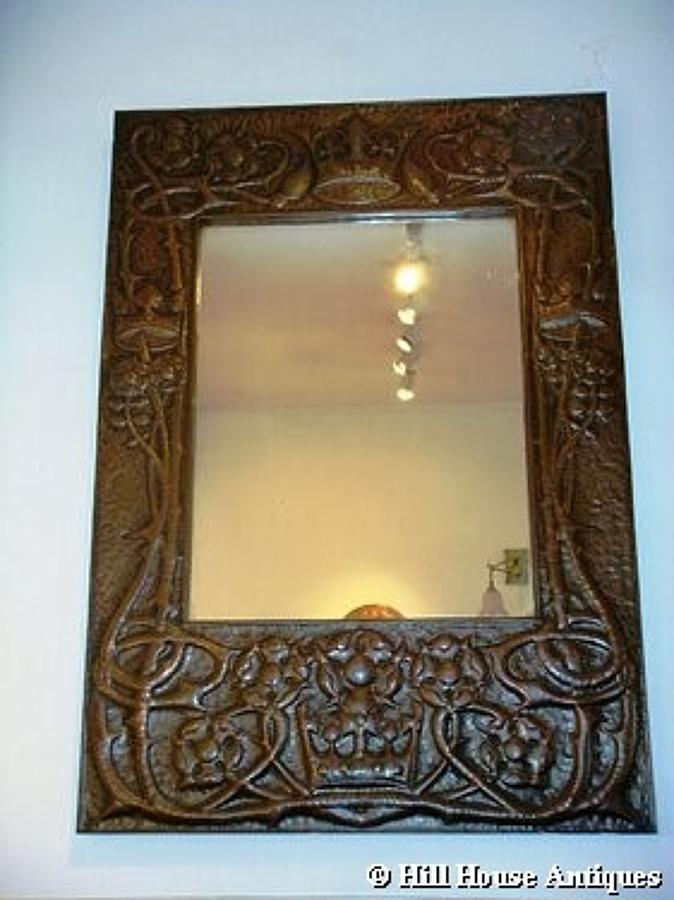 Scottish Arts & Crafts large copper mirror