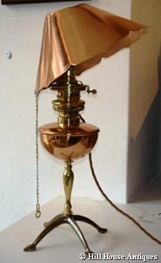 Rare WAS Benson copper shade reading lamp