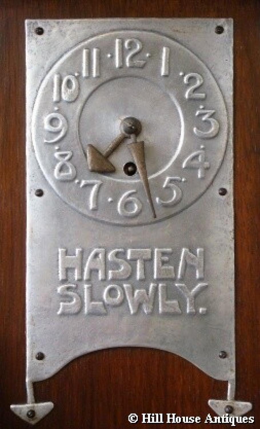 Rare Arts & Crafts motto mantle clock