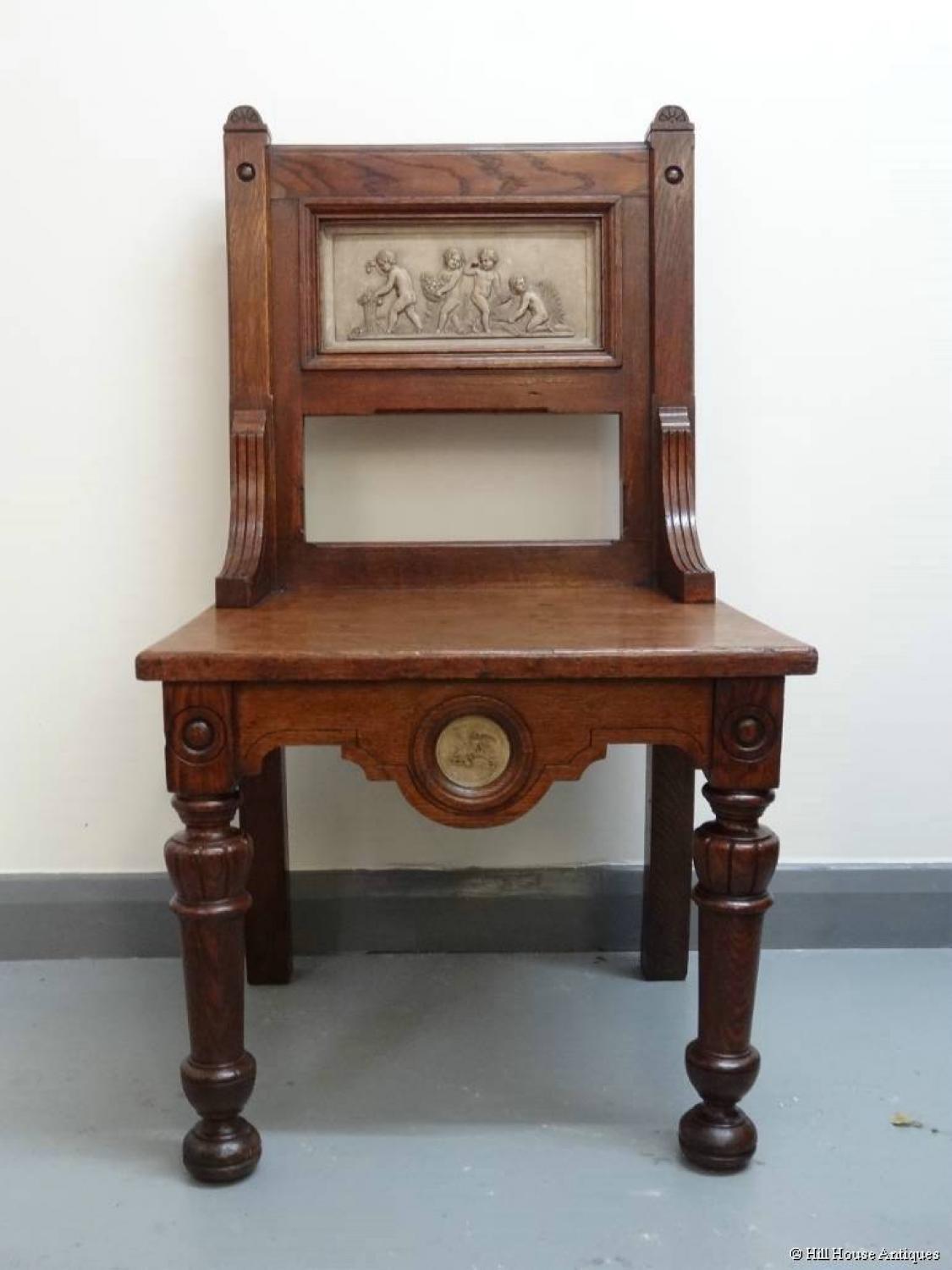 Arts & Crafts Gillows putti hall chair