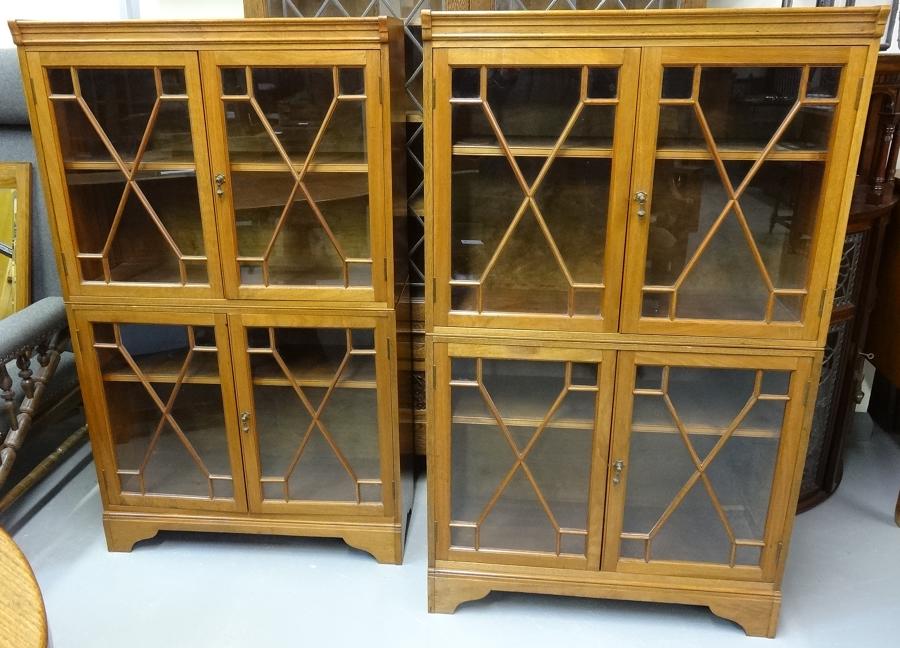 Morris & Co pair of glazed compact bookcases