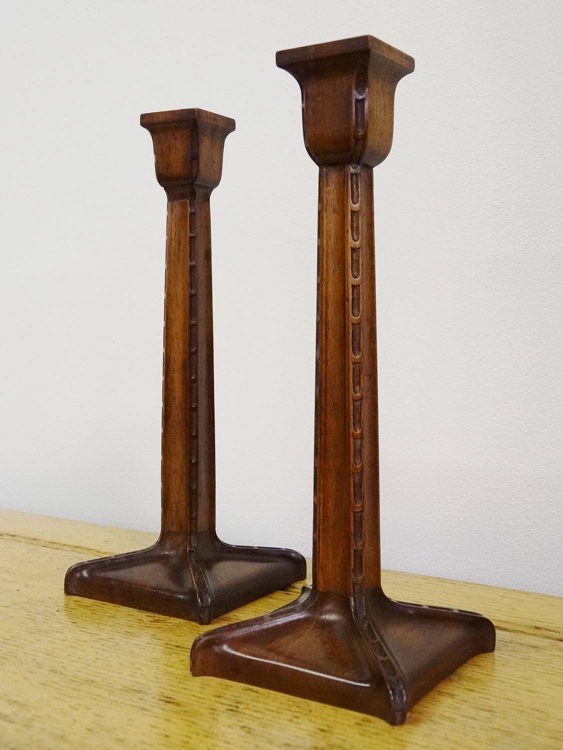 Cotswold School pair of candlesticks