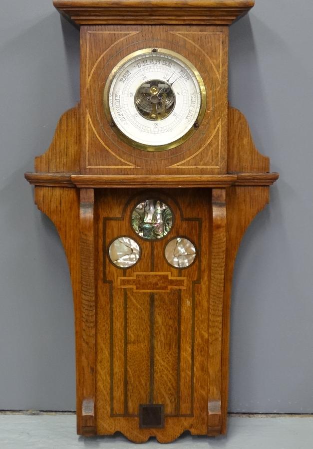 Shapland & Petter oak inlaid barometer