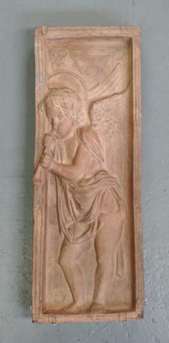 Arts & Crafts Donatello terracotta angel plaque