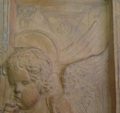 Arts & Crafts Donatello terracotta angel plaque