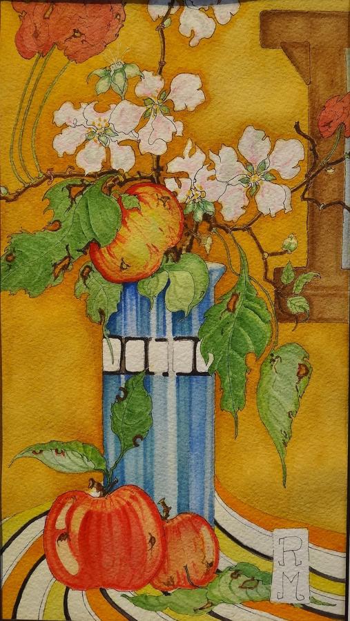 Rosemary Marshall watercolour - Apples & Appleblossom