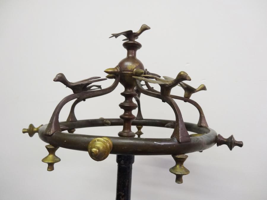 Unusual cast iron and bronze bird stand/coat stand
