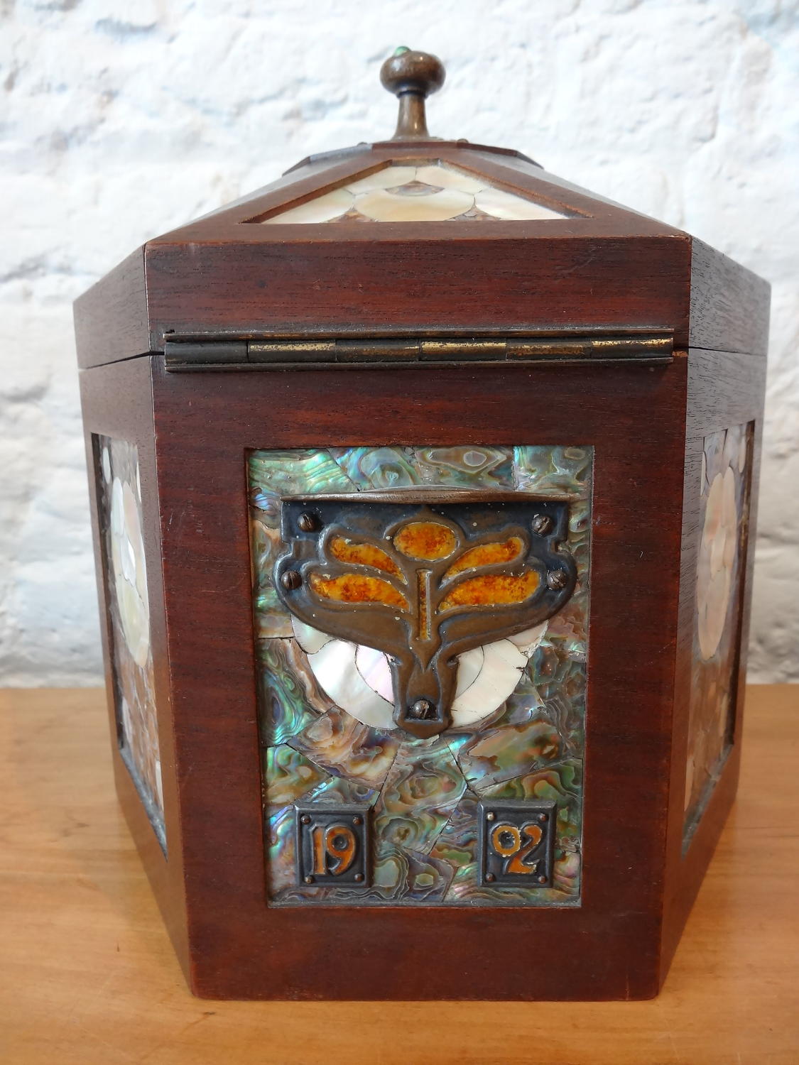 Rare Pickford Marriott mother of pearl enamelled tea caddy