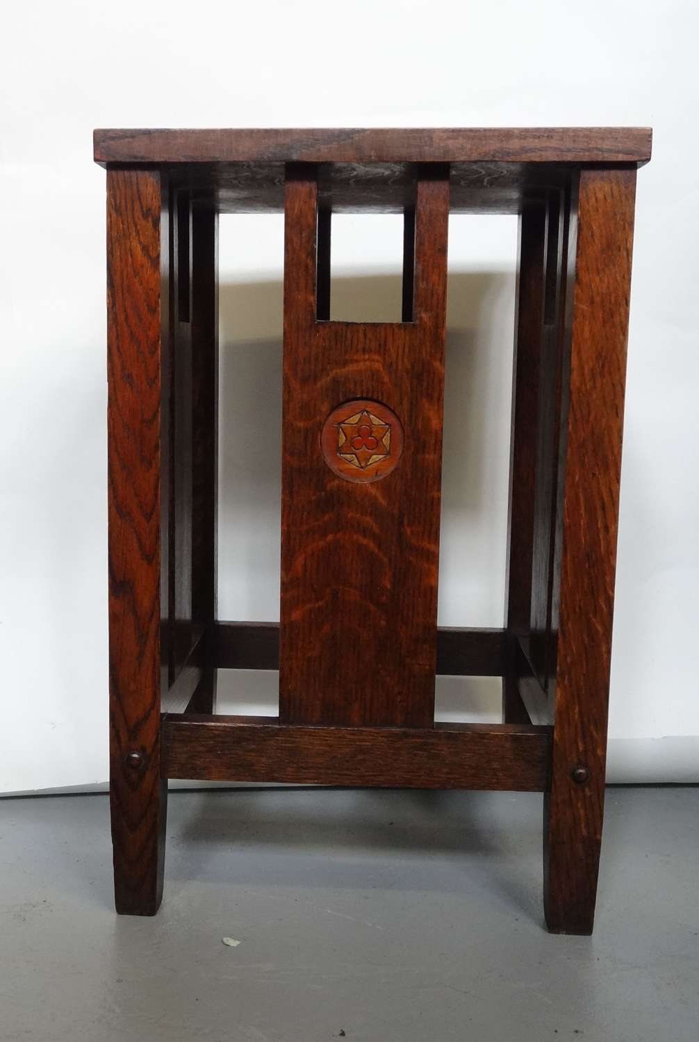 Arts & Crafts small inlaid oak occasional table