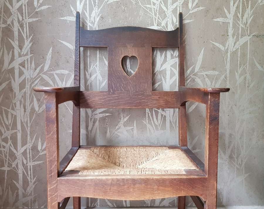 Rare original CFA Voysey oak Arts & Crafts armchair