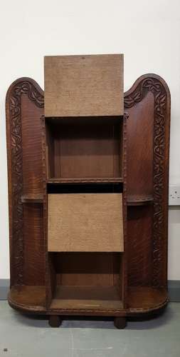 Unusual Irish Arts & Crafts Green Man Gargoyles oak cabinet bookcase
