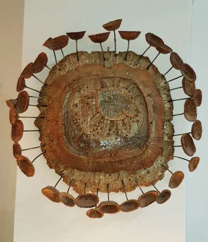 1950s George Frederick Cook stoneware wall light sculpture