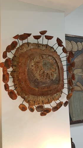 1950s George Frederick Cook stoneware wall light sculpture