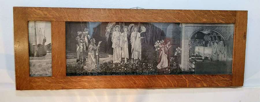 Rare Morris & Co original frame Burne Jones lithograph The Attainment