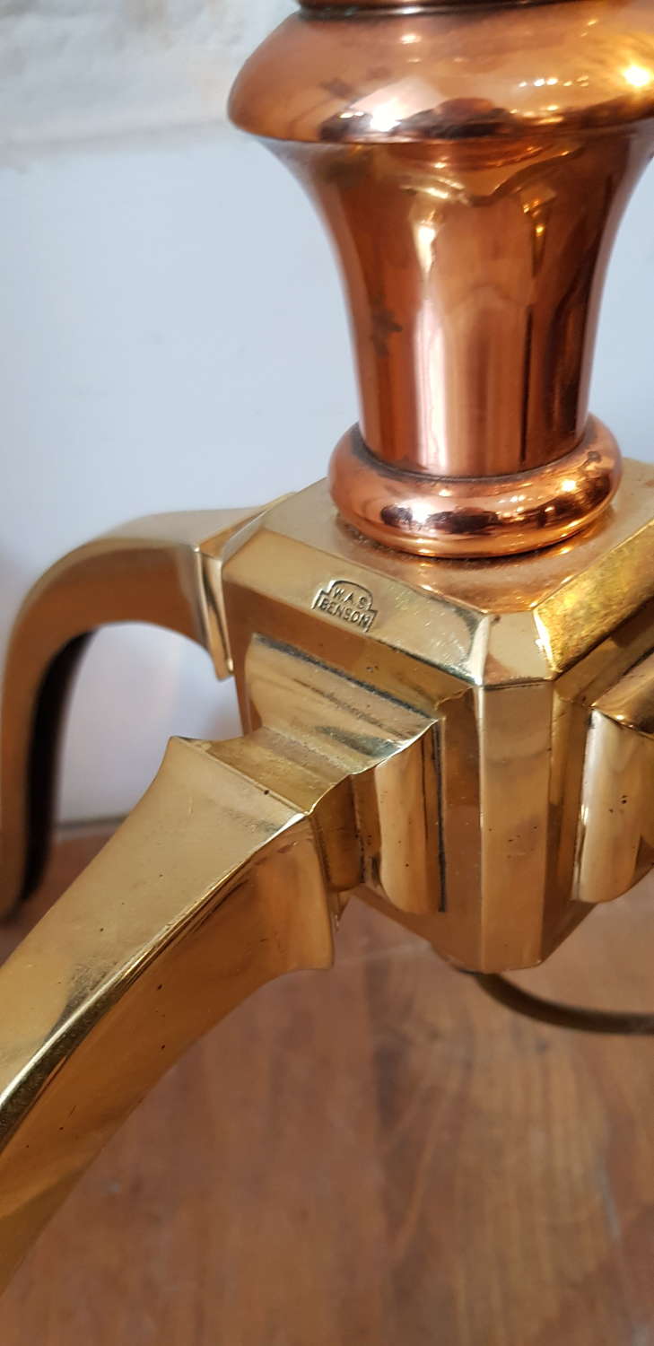 WAS Benson Arts & Crafts Art Nouveau copper & brass standard lamp