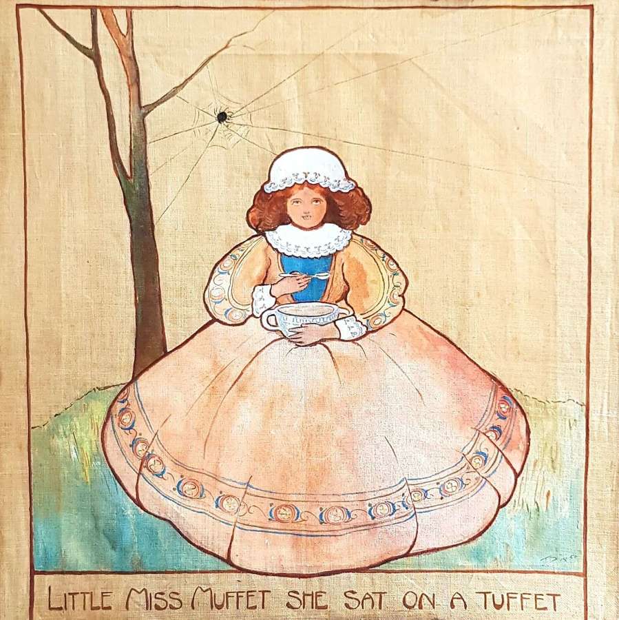 Little Miss Muffet nursery rhyme painting possible fire screen