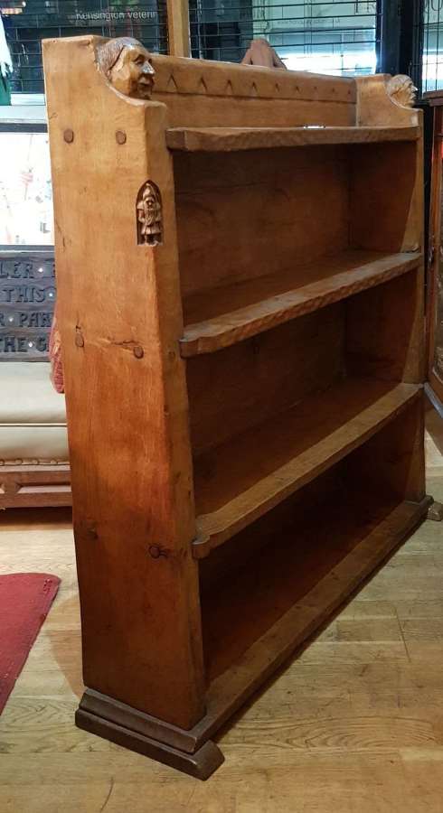 Early period adzed oak Gnomeman dwarf bookcase