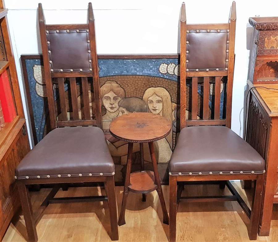 Pair of Arts & Crafts Glasgow Style Wylie & Lochhead chairs John Ednie