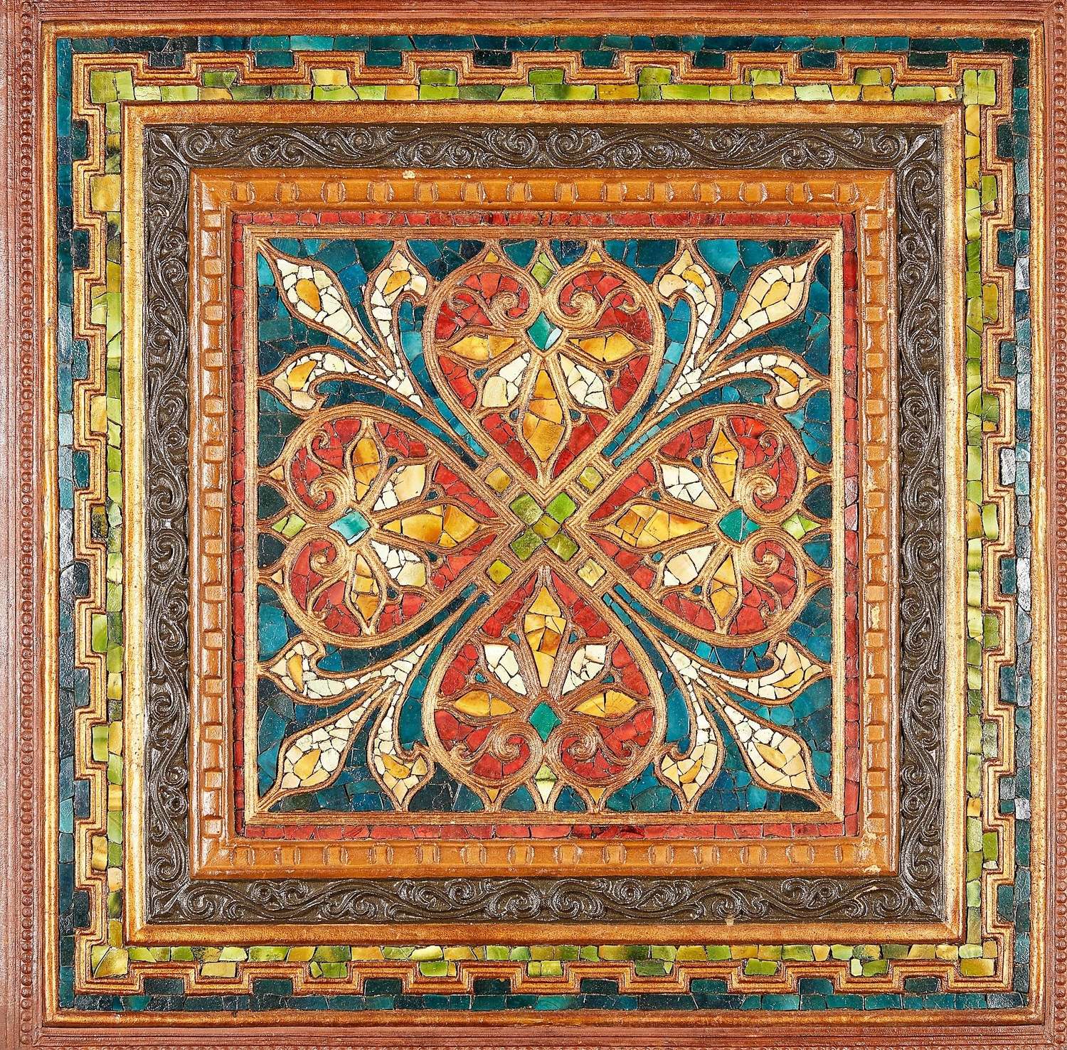 Arts & Crafts Scott Morton Tynecastle large polychrome mosaic panel
