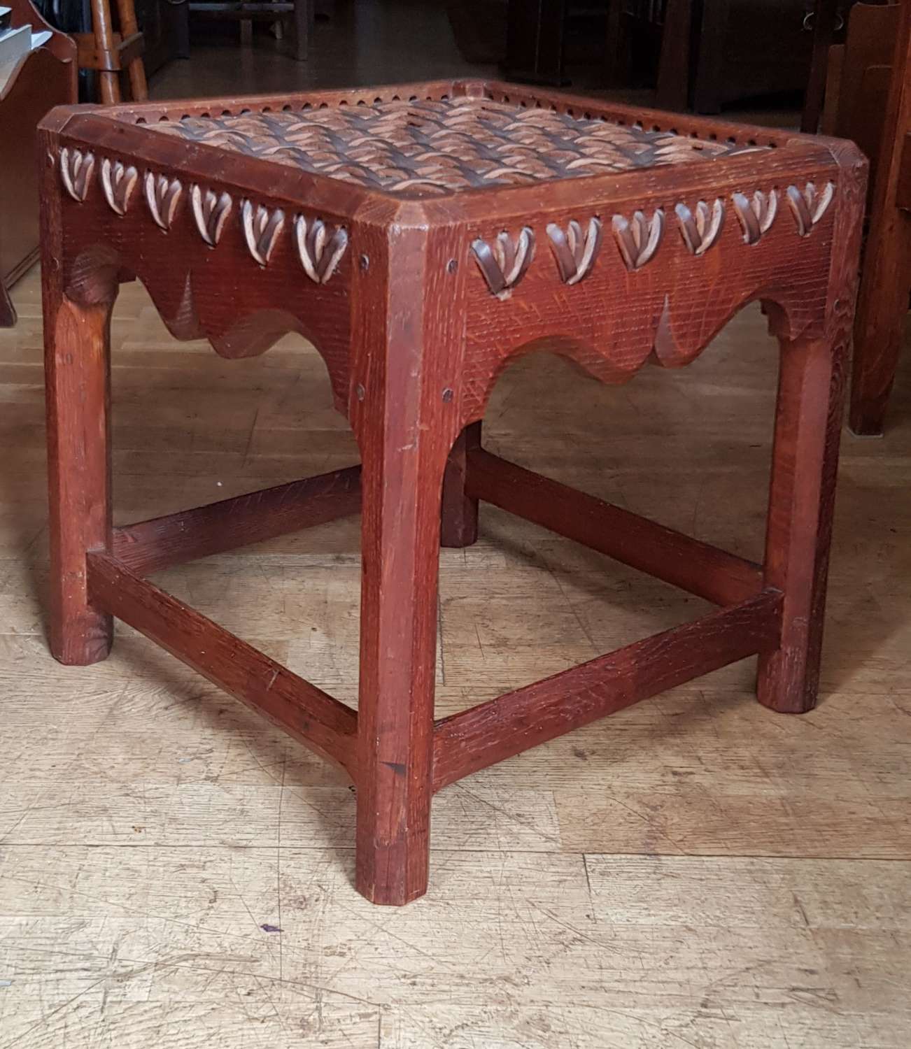Cotswold School Gordon Russell early period oak and leather stool
