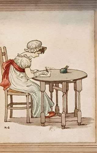 Rare set of three Kate Greenaway framed watercolours