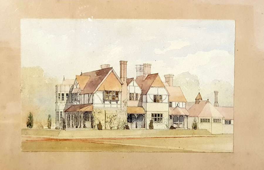 Arts & Crafts architectural Sussex drawing John Loughborough Pearson