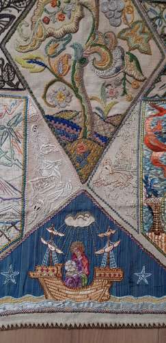 Scottish Arts & Crafts sailor embroidered needlework panel c1900