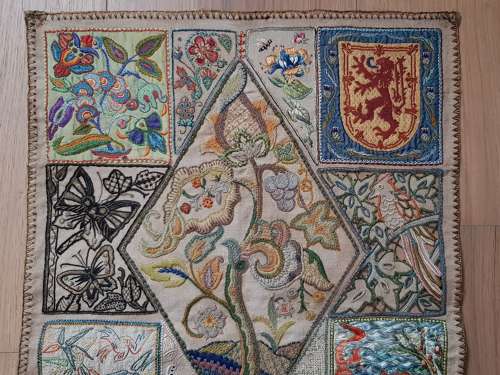 Scottish Arts & Crafts sailor embroidered needlework panel c1900