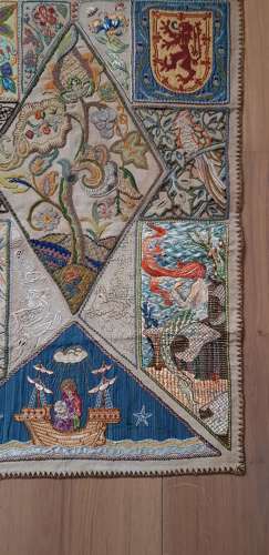 Scottish Arts & Crafts sailor embroidered needlework panel c1900