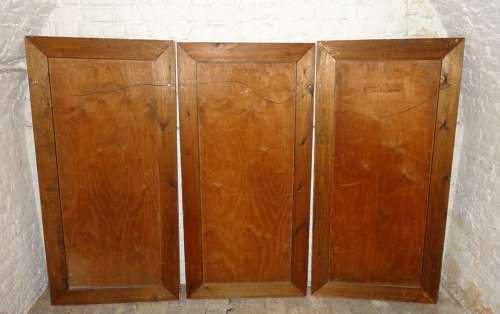 Rare Arts & Crafts 3 large painted panels of episodes from Peter Pan