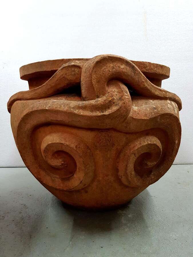 Rare large Compton Pottery Potters Art Guild Cobra snake terracotta pot