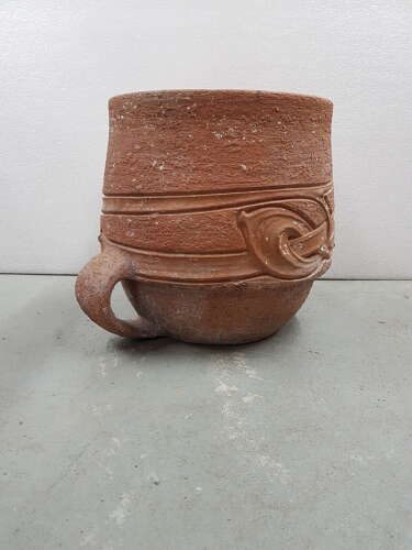 Rare pair of Arts & Crafts Liberty & Co Archibald Knox Thrym terracotta pots