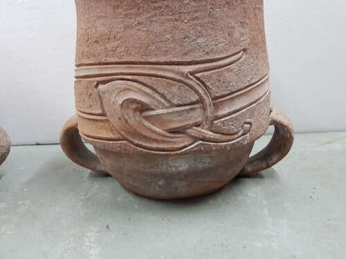 Rare pair of Arts & Crafts Liberty & Co Archibald Knox Thrym terracotta pots