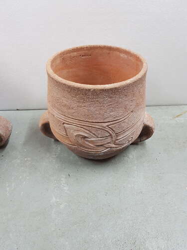 Rare pair of Arts & Crafts Liberty & Co Archibald Knox Thrym terracotta pots