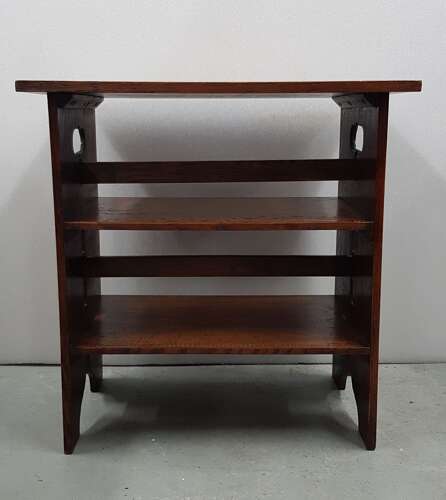 Unusual Arts & Crafts Quaint quarter sawn carved oak motto occasional table John Milton