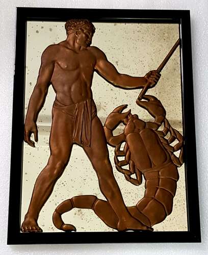 Rare Selfridges Art Deco Birmingham Guild of Handicraft bronze Scorpio Zodiac panel