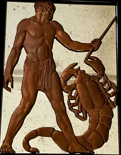 Rare Selfridges Art Deco Birmingham Guild of Handicraft bronze Scorpio Zodiac panel