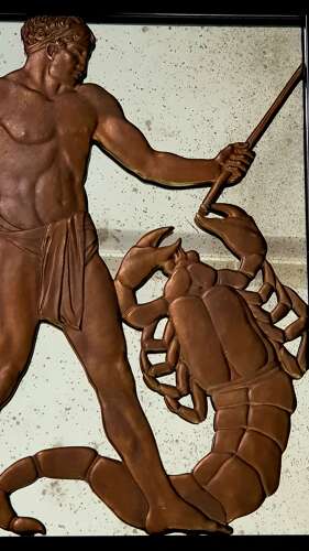 Rare Selfridges Art Deco Birmingham Guild of Handicraft bronze Scorpio Zodiac panel