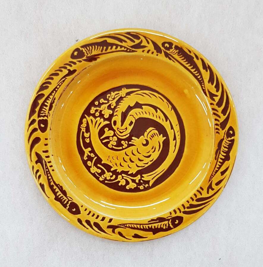 CH Brannam Ltd ware Arts & Crafts art pottery intertwining fish dish plate