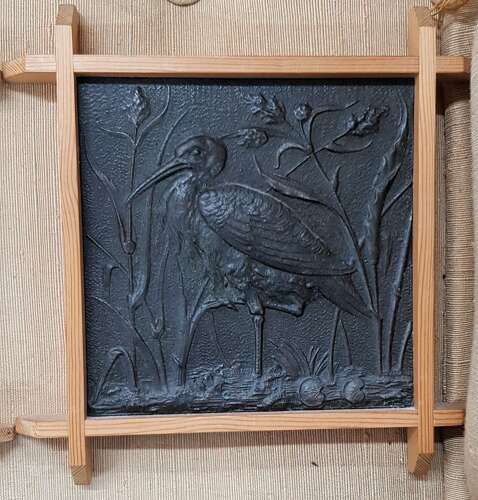 A rare set of five Aesthetic Movement Arts & Crafts metallic tiles by Wright & Fletcher