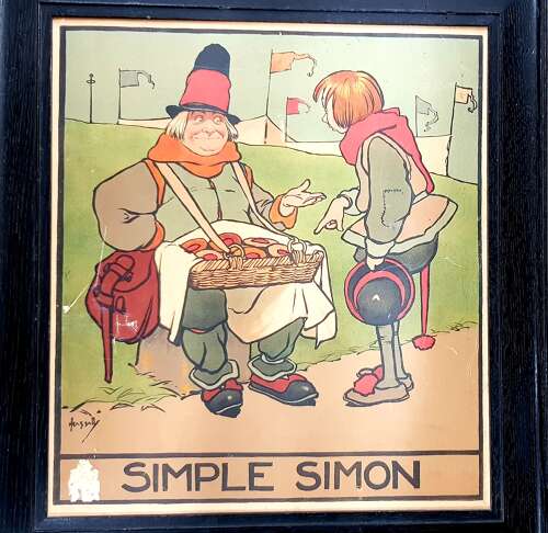 John Hassall Arts & Crafts Liberty framed nursery lithograph Simple Simon